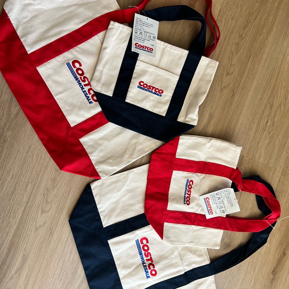 Costco Japan Canvas Tote Bag - Red, Navy, and Natural